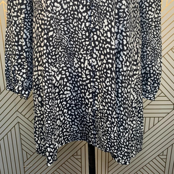 Zara Dress Animal Print Leopard Black and White Button Front Size Large - Picture 5 of 12